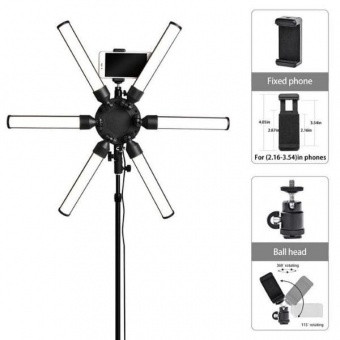 Кольцевая (лучевая) LED лампа Estrela Em Professional + штатив (2,2 м.)