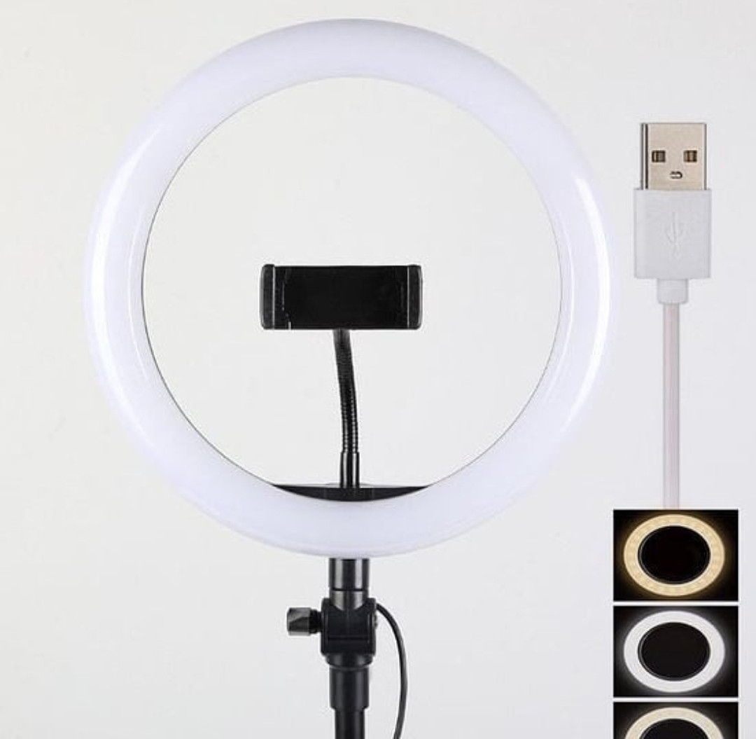 Кольцевая светодиодная Led лампа с держателем для телефона и штативом 210с